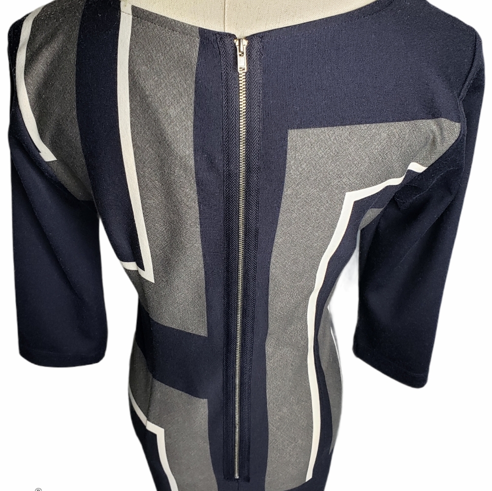 Danny & Nicole 3/4 Sleeve Shift Geometric Colorblock Mod Office Business Petite - Picture 14 of 15